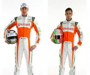 Puzzle Adrian Sutil και Vitantonio Liuzzi, Scuderia πιλότοι της Force India F1